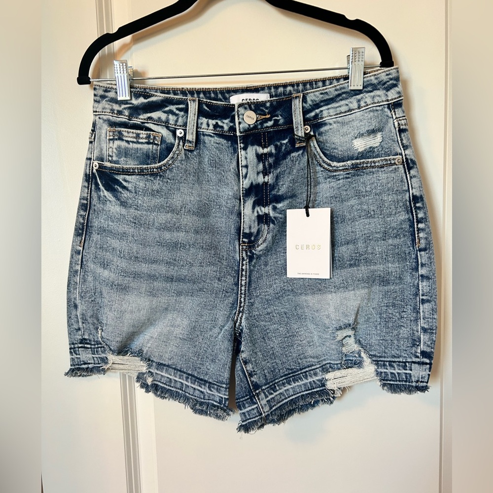 Ceros High Rise Acid Wash Jean Short - Picture 1 of 7